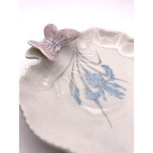 Vintage Porcelain Sculpted Butterfly Trinket Tray Takakashi Made In Japan